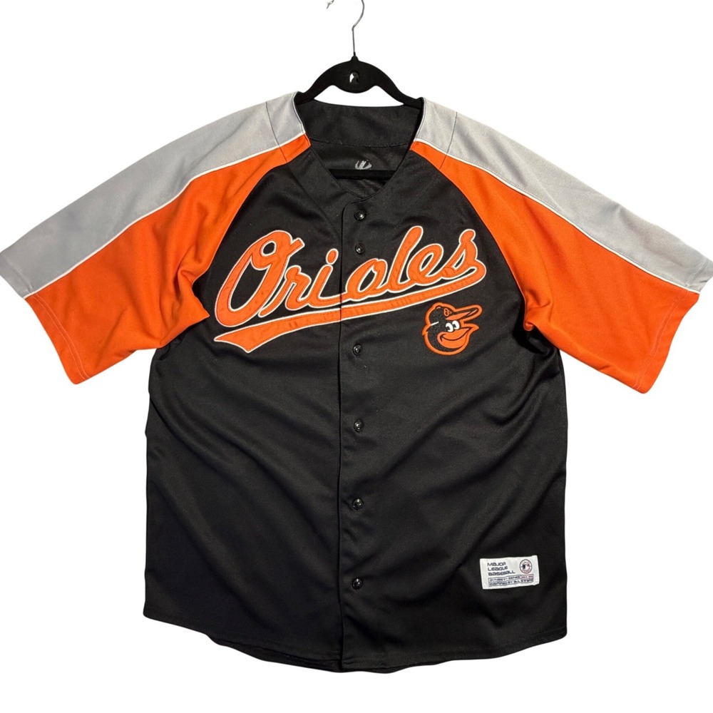 MLB Baltimore Orioles Baseball Jersey Dynasty Series Black Orange Grey Mens L
